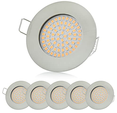 Sweet Led 6er Einbaustrahler flach, 3,5W 330Lumen 3000K Warmweiß, Lochmaß 65mm,Einbauleuchten Abmessung Ø75mm, Einbautiefe: 28mm 230V, Einbauspot aus Metall