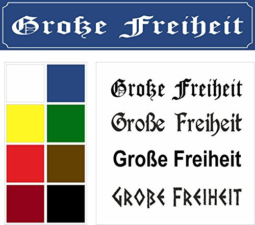 Melis-Folienwerkstatt Schild – Große Freiheit Hamburg - Straßenschild Design – 52x11cm – 8 Farben + 4 Schriften + Bohrlöcher Aufkleber Hartschaum Aluverbund -S00215-023