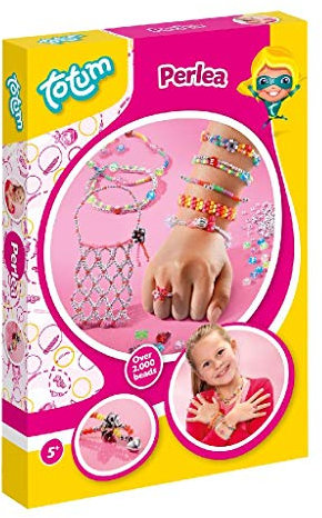 Perlen Schmuckbastelset: Armbänder und Ketten aus bunten Perlen basteln - DIY Perlenkreationen Set mit Gummibändern für Kinder