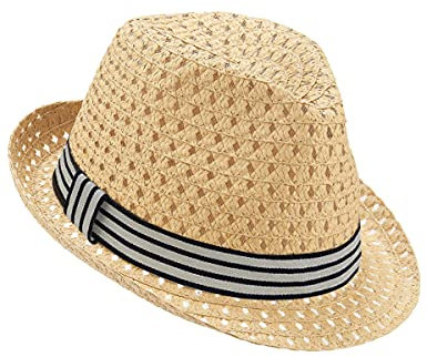 DEGUISE TOI - Chapeau Borsalino ajouré avec Bande Bicolore Adulte - Chapeau - Taille Unique - Jaune - Accessoires pour déguisement - Paille - - Carnaval