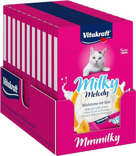 Vitakraft Milky Melody, Katzensnack, Milchcreme mit Käse, einzeln verpackt, in Vorratsgröße (11x 70g)