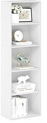 Furinno Luder 5-Tier Reversible Color Open Shelf Bookcase, White