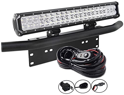 AUXTINGS 50 cm 20 Pulgadas 126W LED Light Barra de luz Combinador de inundación con arnés de cableado Kit + Placa de Montaje Soporte para Camiones ATV SUV 4x4 JP Truck Boat