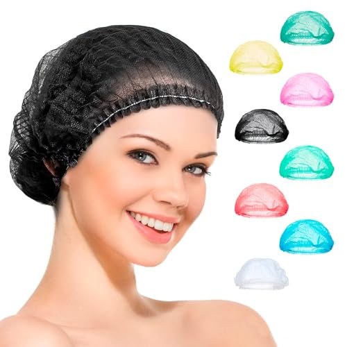 ABC 100 Pack Black Mob Caps 21 Size. Hair Caps with Elastic Stretch Band. Disposable Polypropylene Hats. Unisex Protective Hair Covers for Food Service, Cooking Breathable, Lightweight Hair Caps