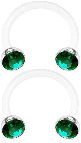 KJM FASHION 2 STK Flexibel Acryl Hufeisen Ring 1,2mm 16 Gauge 8 mm 5/16 Inch 3mm halbe Kristallkugel Helix Nose Tragus Ohrringe Piercing Schmuck 0967