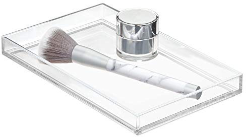 iDesign Organizador de Maquillaje, Bandeja de baño de plástico para Joyas, Toallas o Pinzas para el Pelo, Organizador de Joyas Rectangular, Transparente