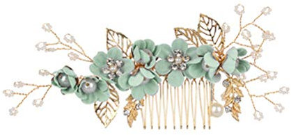 Hochzeit Haar Kamm Strass Clip Kopfschmuck Kristall Braut Haarschmuck (grün)