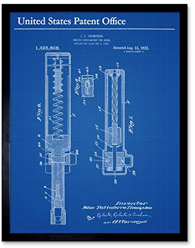 Artery8 Thompson Tommy Breech Mechanism Gun 1922 Detail 3 Patent Art Print Framed Poster Wall Decor 12x16 inch Wand Deko