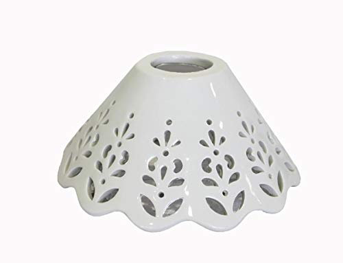 Lampenschirm aus Keramik weiß gelocht Durchmesser 18 cm