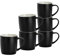 Argon Tableware Coloured Coffee Mugs - Matte Black - 350ml - Pack of 6 - Matt Ceramic Stoneware Latte Cappuccino Cups Hot Chocolate Cups Colourful Mug Set with Handle