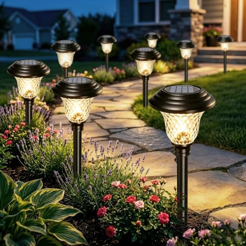 BEAU JARDIN 8 Stück Solarlampen für Außen, Solarleuchten Garten mit 3 Farbmodi, Gartenbeleuchtung Winterfest & Wasserdicht, Dekolichter für Rasen Terrasse Wege