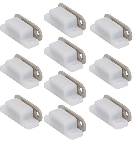 MroMax Cabinet Door Catch, Heavy-duty Magnetic Magnet Latch Cabinet Catches 26mm White 10pcs for Kitchen Bathroom Cupboard Wardrobe Closet Closures Cabinet Door Drawer