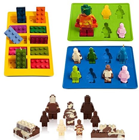 FantasyBear Robot and Building Block Molds - Silicone Molds Set for Birthday Cake, Chocolate, Ice Cube and Dessert Jello