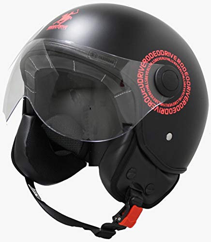 Rodeo Drive RD104N PLUS casco scooter demi jet color, nero opaco, medium