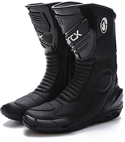 Sebasty Stivali da Moto,Speed Bikers Moto Racing Motocross Scarpe da Moto Stivali Fuoristrada Nero,Black-40