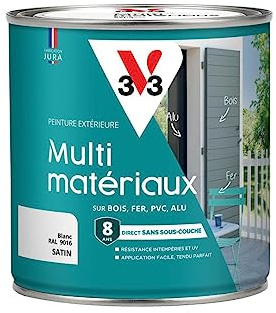 V33 Peinture extérieure multi-matériaux, Blanc satin 0,5L