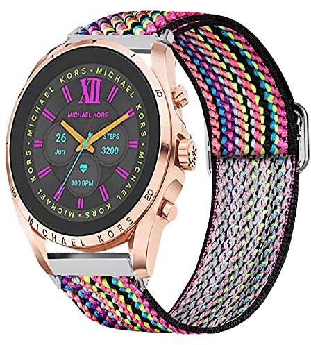 Giaogor MK gen 6 Bradshaw 2021 Armband, Einstellbar Stoff Armbänder, Weich und Dehnbar Elastizität Ersatzband für Michael Kors Gen 6 Bradshaw Smartwatch (Regenbogen)