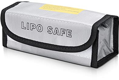 kwmobile Akku Tasche Beutel - 18,5 x 7,5 x 6 cm LiPo Bag Tragetasche - Batterie Tasche Aufbewahrungstasche - Silber Schwarz