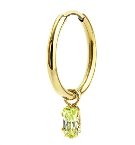 ORECCHINO A CERCHIO CON CRISTALLO BAGUETTE VERDE PENDENTE PVD ORO 2or0090g-v
