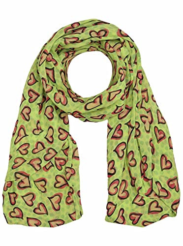 Zwillingsherz Seiden-Tuch im Herz Muster Design - Hochwertiger Schal für Damen Mädchen - luftiges Halstuch - Seidentuch/Seidenschal - weiche elegante Chiffon-Stola - Frühling Sommer Herbst Winter