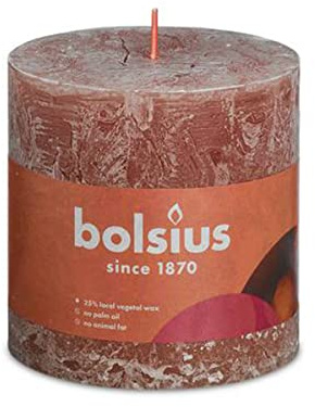 Bolsius Stumpenkerze Wildleder Braun Ø100 mm - Höhe 10 cm - Rotbraun - 62 Stunden