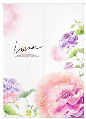 Odot Japanischer Noren Lang Vorhang Türvorhang, Landschaft Drucken Gardinen Tür Vorhang Tapisseri Leinen Stoff Kurz Vorhänge Restaurant Küche Türvorhänge Schattierung (Dahlie,85x180cm)