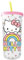 Silver Buffalo Sanrio Hello Kitty - Vaso frío alto de plástico con tapa y popote, 20 onzas