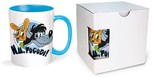 Trötsch Tasse Hase & Wolf Nu pogodi Nu pagadi Keramiktasse Hase & Wolf weiß/blau: Kaffeetasse Teetasse Geschenkidee Geschenk Tasse Nu pogodi Nu pagadi Hase & Wolf Keramiktasse Hase & Wolf