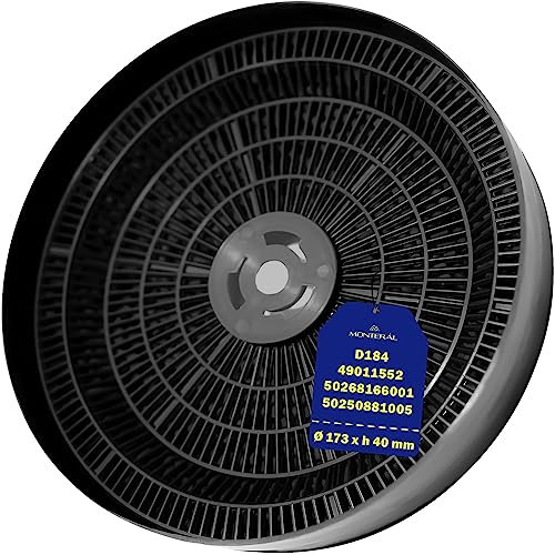 Aktivkohlefilter Typ A für Dunstabzugshaube Ø 173 x h 40 mm D184 49011552 50268166001 50250881005 für Elica Turboair für Electrolux Garantie 10 Jahre - MONTERAL