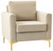 HULALA HOME Sessel, Armsessel, Lehnsessel, Clubsessel mit gepolsterten Rücken und goldenen Metallbeinen, fass-Freizeitstuhl aus der Mitte des Jahrhunderts, bequemer Lesesessel, Beige