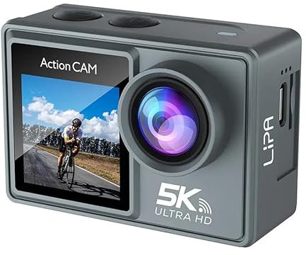 Lipa AT-M40R 5K action camera IPS Wifi - Action camera waterproof - IMX sensor - 21 accessories- 5K resolution - Dual Screen - Mic connection usb - SD up to 256GB - Remote -4K 60 FPS - EIS