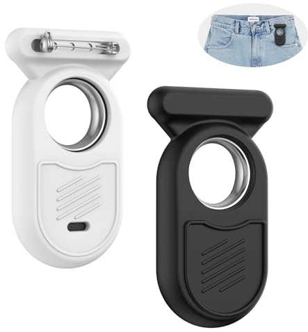 [2 Stück] GPS Tracker Halterung für Samsung, MOWYEOK Weiches Silikon Versteckter Pin Halter kompatible Samsung Galaxy Smarttag2, geeignet für Schlüssel, Geldbörse, Gepäck（Schwarz+Weiß）
