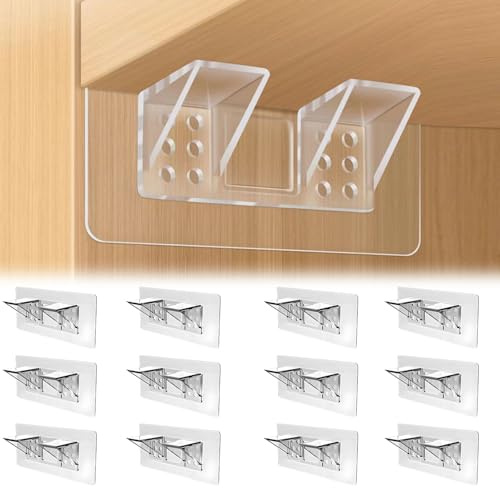 Jaxbo 12 Pcs Punch Free Shelf Support Peg,Self Adhesive Support Shelf Bracket,Strong Load Bearing for Shelves Kitchen Cabinet Book Closet