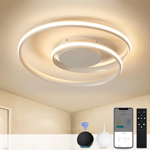 Sky angle Intelligente LED-Deckenleuchte - Dimmbar über Fernbedienung und App, 28W Farbe einstellbar 2500 LM 48 CM, für Schlafzimmer Wohnzimmer