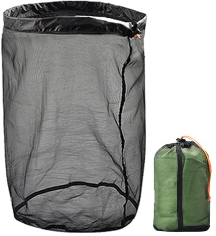 Ultralight Stuff Sacks,Mesh Drawstring Storage Bag,Nylon Mesh Compression Storage Sack,Lightweight Large Net Bag,Hiking Visibility Mesh Pouch,Stuff Storage for Sleeping Bag Luggage Clothes Camp (XXL)