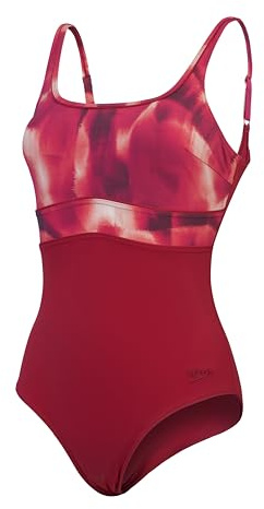 Speedo Damen Formgebender Countour Eclipse Badeanzug mit Print | Shapewear | Strand- und Urlaubsbademode Schwimmbekleidung, Magenta Haze/Soft Bloom, 40/16