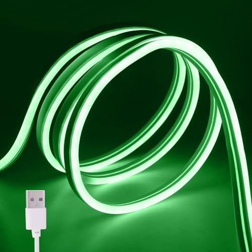 Wisada 5V USB Ruban à LED Néon Silicone 5m,120leds/m Bande LED,Bande Lumineuse Flexible étanche IP65,Bande LED néon pour intérieur et extérieur,chambre à coucher,cuisine,utilisation décorative