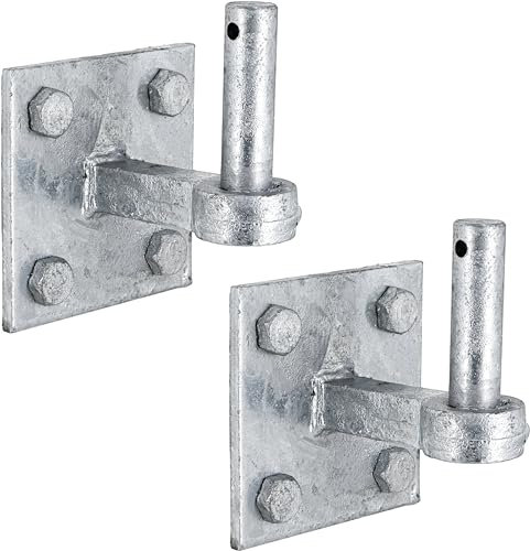 IRONTITE® 2 Pack Heavy Duty Galvanised Gate Hinges, 19mm Pin, 100mm (4) Square Plate, Silver Steel, Wall & Surface Mount