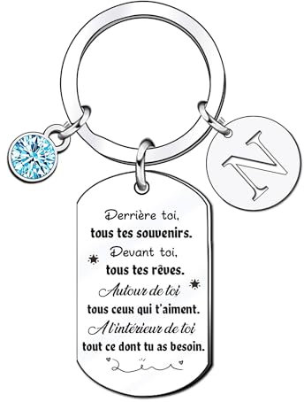 KJKJKJ 26 A-Z Lettre Initiale Porte-clés - Cadeau Original pour Femme et Homme, Porte-Clef de Motivation, Anniversaire et Graduation pour les Amis