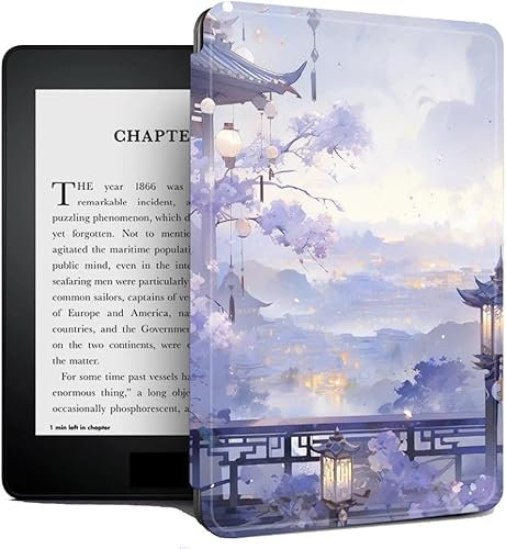 Étui pour Kindle Étui en Cuir PU pour Kindle Voyage 2014, Couverture De Liseuse Électronique pour Kindle Voyage, Coque De Protection avec Veille/Réveil Automatique - Ville Ancienne