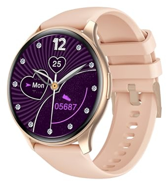 Trevi T-FIT 235A Smartwatch mit 1,43 Zoll AMOLED Display, Smart Uhr mit kabelloser Anruffunktion, Kontrolle von Training und Wellness, Schlafüberwachung, IP67, Gold