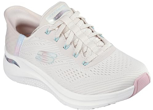 Skechers Damen Arch Fit 2.0 Easy Chic Sports Shoes, Natural Mesh Pink Trim, 40 EU