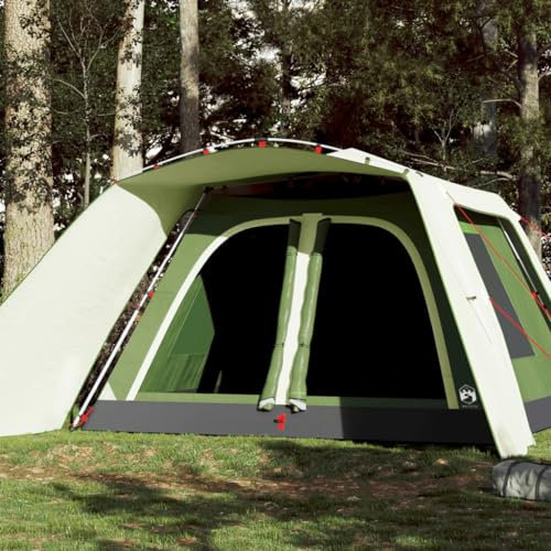 AUVYI Familienzelt mit Vorzelt 9 Personen Grün Quick Release 190T Polyester mit PU-Beschichtung 563x328x229 cm