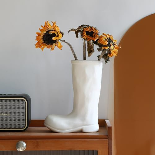 Cowboystiefelvase FüR BlumensträUßE, WeißE Keramikvase, Cowgirlstiefel-Pferdevase, Stiefelvase, Westernvase, Cowboystiefel-MittelstüCke FüR Tische, Cowgirl-Dekoration FüR Zuhause