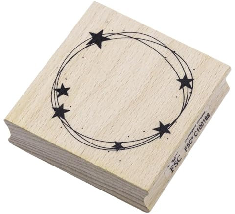 Artoz Stempel – Holzstempel – „Kreis mit Sternen“ – 60 x 60 mm – Motivstempel zum Kartenbasteln für Weihnachten, Einladungen, Grüße