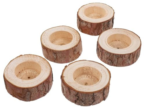 TOPBATHY 5pcs Vintage Tree Stump Candle Stands for Rustic Wedding Candle Holders Wedding Day Candle Room Decoration Pillar Candlestick Holder Votive Tealight Candle Holder Wooden