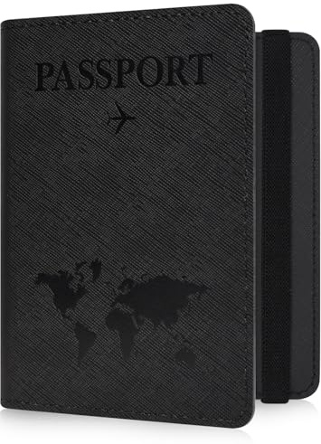 YAVIV Reisepasshülle für Damen und Herren, Premium Leder Travel Passport Cover Wallet RFID Blocking Passhülle, Reisemappe & Dokumententasche Organizer,Black-11