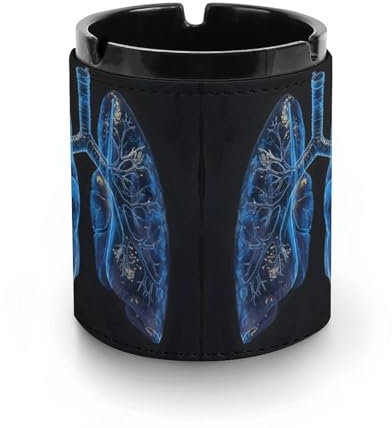 Aschenbecher für Zigaretten, Innen- oder Außenbereich, Lunge unter dem Licht, bedruckter Lederaschenbecher, Auto-Aschenbecher mit Hartplastikfutter, für Terrasse, Büro und Zuhause