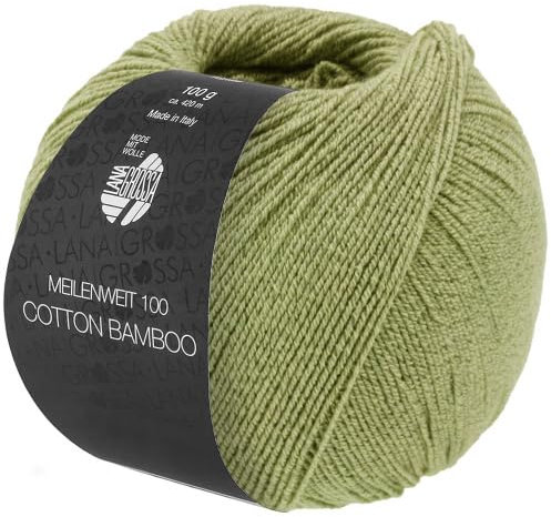 LANA GROSSA Meilenweit Cotton Bamboo | 4-fädiger Bambus Klassiker, waschmaschinenfest | Handstrickgarn aus 40% Baumwolle, 25% Schurwolle, Viskose | 100g Wolle zum Stricken & Häkeln | 420m Garn FB39