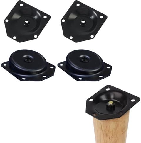 Mcoser 4pcs 12 Degree Mounting Plates,Furniture Leg Attachment Plate For Chair,Table,Sofa Leg Mounting Hardware,Black